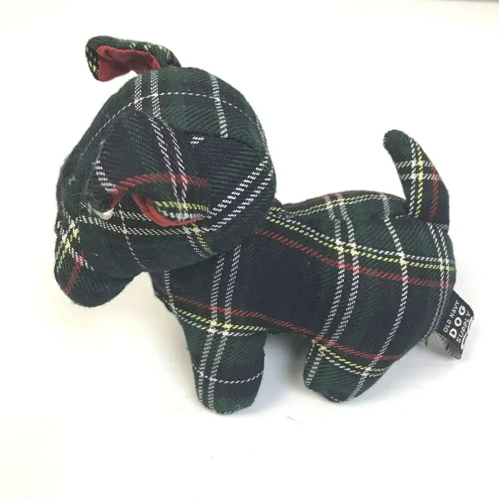 Old Navy Dog Black Plaid Stuffed Animal Puppy 5